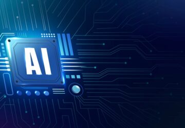 AI technology microchip background digital transformation concept